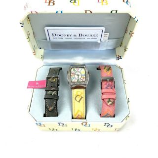 Authentic Vintage Dooney & Bourke Watch In Case With Three Bands.  Never Worn