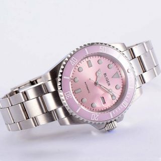 40mm Bliger Pink Dial Ceramic Bezel Sapphire Crystal Automatic Mens Watch P92