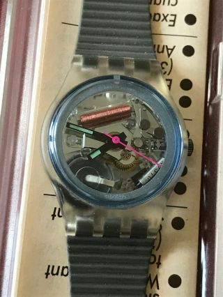 Wristwatch Swatch Lady Blue Bay (lk106) - New/nos - 1987 - Small/gray/blue/clear - L@@k