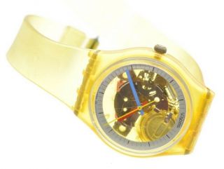 1985 Swatch Watch Jelly Fish Thin Hands Gk100 Re Ag1985