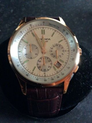 Men’s Sekonda Chronograph Watch With Brown Leather Strap.  Date.