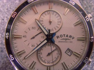 A Mans Rotary Quartz Chronograph Watch And Box.  Papers Spare Lincs.  All Ok
