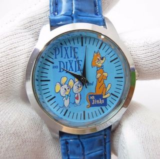 Pixie Dixie & Mr Jinks Unisex Retro Character Watch,  Sapphire Blue Band M - 70,  L@@k