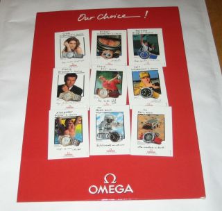 Vintage Omega Watch Shop Display Sign Stand Up Showcard Poster