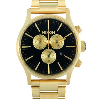 Nixon Sentry Chrono All Gold Black Dial Watch A386 - 510 - 00