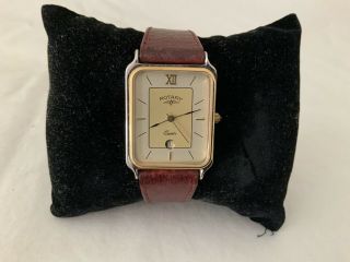Vintage Gents Rotary Quartz Date Display Rectangular Wristwatch