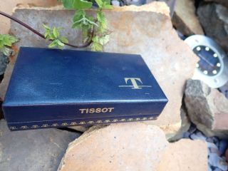 Vintage Tissot Watch Box In Blue With Gold Tissot Logos Hinge Not The Best