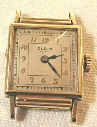 Vintage Elgin Mens Wrist Watch Gold Filled Bezel 10/0 15j Runs