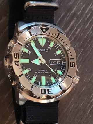 Seiko Black Monster 200m Dive Watch Automatic Day Date 1st Generation Skx779