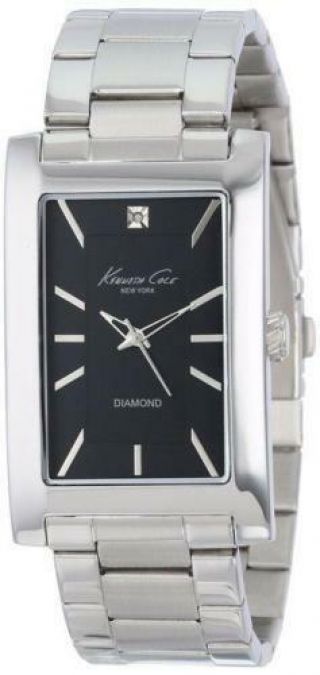 $95 Kenneth Cole Mens Kc9284 Stainless Steel Black Dial Bracelet Watch
