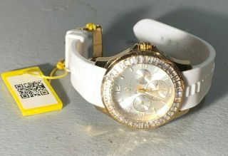 Womens Invicta Angel Quartz Cz Watch Silver Dial White Silicone Band 22470