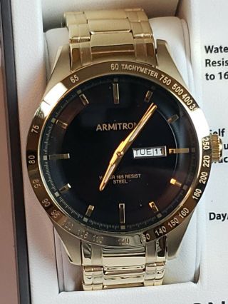 Armitron Men ' s 20/5174BKGP Day/Date Function Gold - Tone Bracelet Watch 2