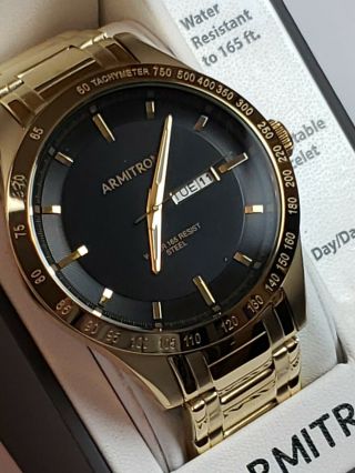 Armitron Men ' s 20/5174BKGP Day/Date Function Gold - Tone Bracelet Watch 3