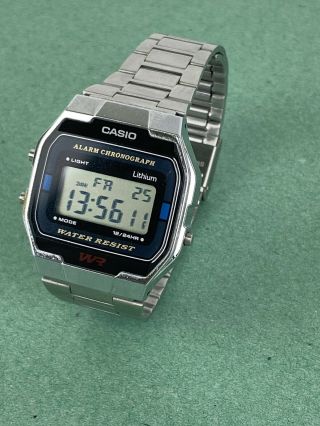 Casio Alarm Chronograph Water Resistant 593 A163w Stainless Steel Silver Colour