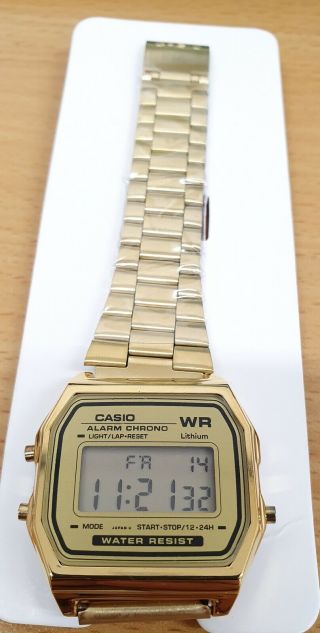 Casio Vintage A159w Retro Gold Stainless Steel Digital Unisex Watch