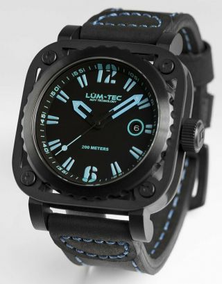 Lum - Tec Watch G6 Mens W/ Blue & Black Leather Limited Edition Authorized Dealer