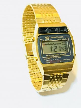 Vintage Ambassador Melody Men’s Lcd Alarm Chronograph Digital Wrist Watch (10748m