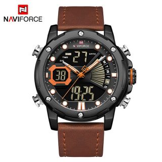 Naviforce Luxury Men Military Sports Watch Digital Quartz Led Display Alarm 9172