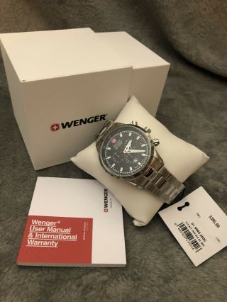 Wenger Swiss Military Classic Chrono Black Dial Bracelet Watch 01.  9043.  203c Men
