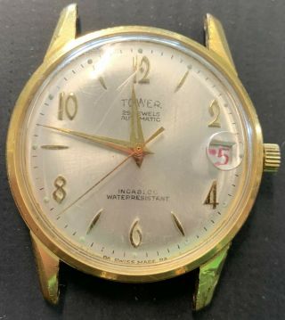 Vintage Tower 25 Jewels Gold Filled Automatic Mens Watch