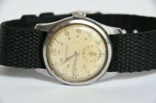VINTAGE MILITARY WITTNAUER SWISS SUB SECONDS DIAL MEN ' S WRISTWATCH 24HR DIAL 2