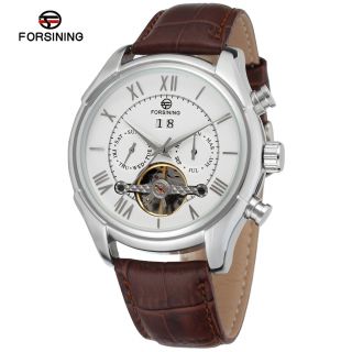 Forsining Mens Automatic Self - Wind Day Calendar Business Brand Leather Strap