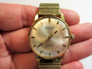 Vintage Montine 17 Jewels Incabloc Mens Hand Wind Wristwatch - Vgc,