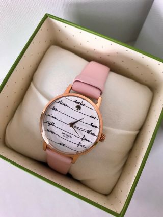 Kate Spade Ny Watch Rose Gold Black And White Stripe Pink Band