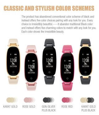 S3 Lady Women Smart Watch Fitness Tracker Heart Rate Monitor Waterproof Bracelet