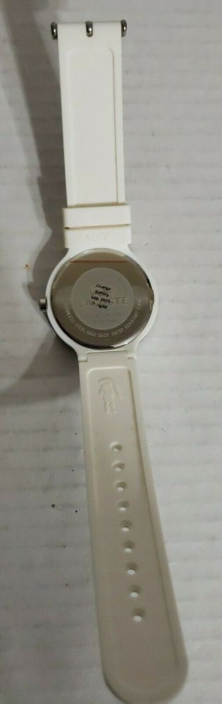 Lacoste Watch Unisex Gray White Striped Silicone Band 3