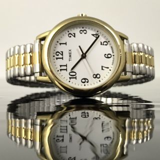 Timex Womens Watch Gold & Silver Tone Stretch Bracelet Indiglo Easy Read Face