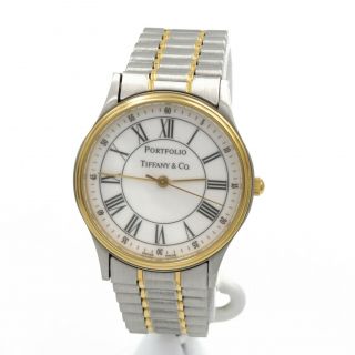 Tiffany & Co Portfolio Gold Tone & Stainless Steel Wristwatch Nr 8540 - 6