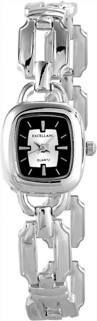 Excellanc Damenuhr Schwarz Silber Analog Metall Quarz Armbanduhr X180421000035