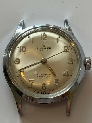 Vintage Fleurier Stainless Steel Gents Mid Size Wrist Watch