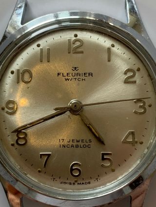 Vintage Fleurier Stainless Steel Gents Mid Size Wrist Watch 2