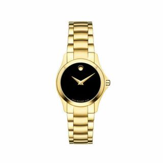 Movado Masino 0607027 Gold Tone Black Dial Womens Fashion Swiss Made Watch