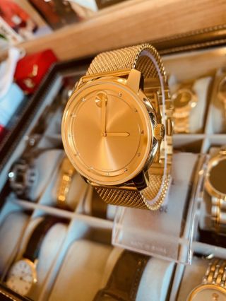 Movado Bold Gold Tone Men’s Diamond Mesh S.  S Watch 3600460 Retail$795