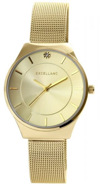Excellanc Damenuhr Gold Meshband Strass Analog Metall Armbanduhr X1300027003