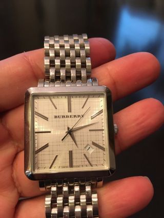 Burberry Watch With Square Face And Silver Metal Band