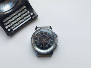 Rare Collectible Ussr Watch Poljot Alarm Blue Black Dial 2612.  1 Su Serviced