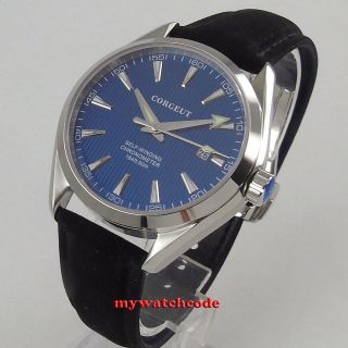 Polisehd 41mm Corgeut Blue Dial Sapphire Glass Miyota Automatic Mens Watch C132