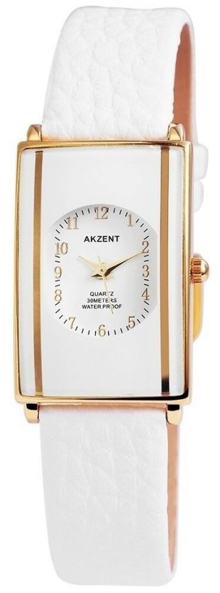 Akzent Damenuhr Weiß Gold Analog Kunst - Leder Quarz Armbanduhr Xss7302000036