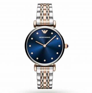 Emporio Armani Ar11092 Damen Armbanduhr Farbe 32mm Silber Gold Blau