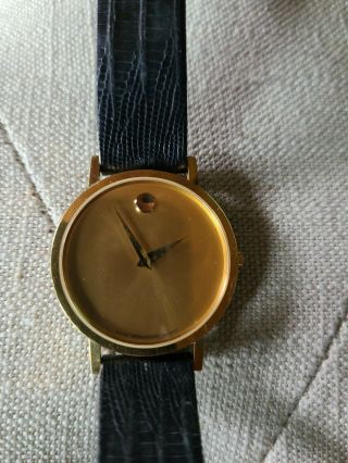 Mens Movado 87.  45.  882 - Swiss Watch Quartz 28mm - Gold Face