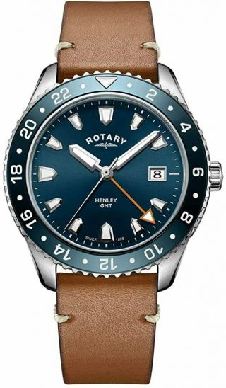 Rotary Mens Analogue Classic Quartz Watch With Leather Strap Gs05108/05