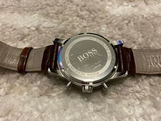 Hugo Boss Silver Dial SS Leather Chrono Quartz Mens Watch 1512447 3