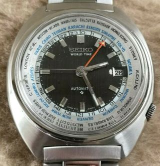 Seiko 6117 - 6400 " Gmt " Navigator Automatic Stainless Steel 41mm Watch March 1974