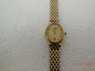 vintage quartz ladies swiss oval rotary watch gold plated with date battery 2