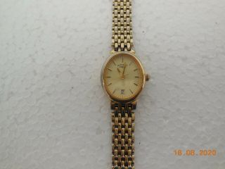 vintage quartz ladies swiss oval rotary watch gold plated with date battery 3
