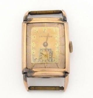 1940s Longines Rose Gold Filled Curvex Mens Watch Retro Deco Era Vintage